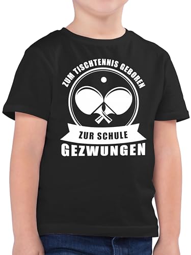 Kinder T-Shirt Jungen - Sport Kleidung - Zum Tischtennis geboren. Zur Schule gezwungen - 164 (14/15 Jahre) - Schwarz - Tshirt Junge t Shirt t-Shirts Shirts Kind Jungs Sportshirt geboren kindershirts von Shirtracer