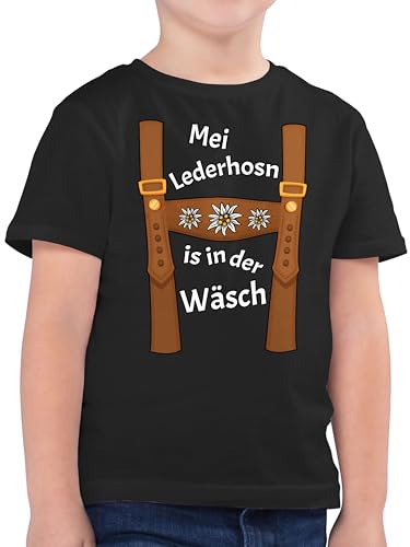 Kinder T-Shirt Jungen - Kompatibel mit Oktoberfest Trachtenshirt - Meine Lederhose ist in der Wäsche - MEI Lederhosn is in da Wäsch - 164 (14/15 Jahre) - Schwarz - Shirt bayrische Outfit bayrisch von Shirtracer