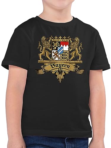 Kinder T-Shirt Jungen - Kompatibel mit Oktoberfest Trachtenshirt - Bayern Wappen Bayernland Freistaat Bayern - 152 (12/13 Jahre) - Schwarz - bayrische Outfit bayrisch Bayern, Shirt Tracht Oberteil von Shirtracer