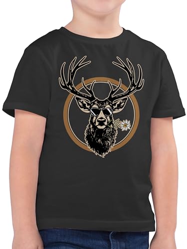 Kinder T-Shirt Jungen - Kompatibel mit Oktoberfest Trachtenshirt - Cooler Hirsch Hirschgeweih Jäger - 140 (9/11 Jahre) - Anthrazit - Trachten bayrische Outfit bayrisch hirsche Tshirt von Shirtracer