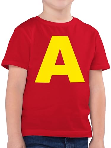 Kinder T-Shirt Jungen - & - Kostüm Buchstabe A Streifenhörnchen Chipmunk Alvin I Passend für Karneval I Gruppenkostüm Fasching - 152 (12/13 Jahre) - Rot - Chipmunks Shirt Karneval-Klamotten von Shirtracer