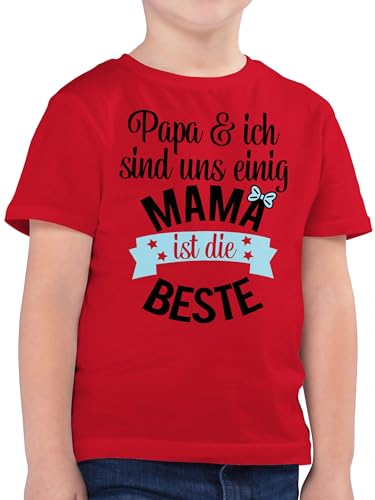 Kinder T-Shirt Jungen - Mama ist die Beste II - 128 (7/8 Jahre) - Rot - Tshirt Kind Mutter Best t- Shirt für du bist t besondere Geschenke Mum tichert Mama's Shirts Jungs muttertagsgeschenk von Shirtracer