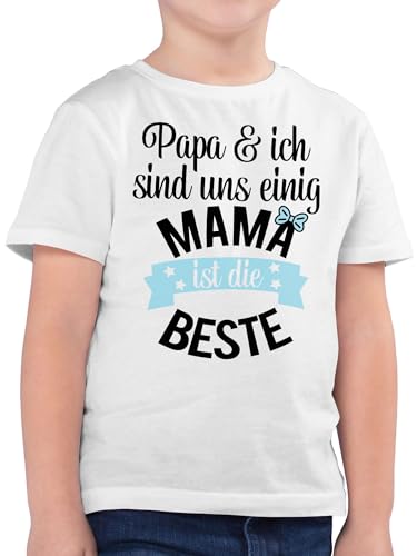 Kinder T-Shirt Jungen - Mama ist die Beste II - 116 (5/6 Jahre) - Weiß - Best mom Tshirt Kind Geschenke für Mutter Mutti Shirt mamatags du bist tichert Mum Mami tischert Muttertag von Shirtracer