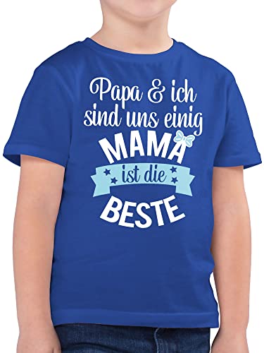 Kinder T-Shirt Jungen - Muttertag - Jungen - Mama ist die Beste - blau weiß - 116 (5/6 Jahre) - Royalblau - Geschenke für zum Alles Gute muttertagsgeschenk Geschenk - F130K von Shirtracer