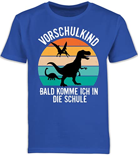 Kinder T-Shirt Jungen Schulanfang - Vorschulkinder Geschenke Vorschule - Vorschulkind Dinosaurier Dino - 116 (5/6 Jahre) - Royalblau - Jungs t-Shirts für Einschulung vorschul ich Bin Junge Tshirt von Shirtracer