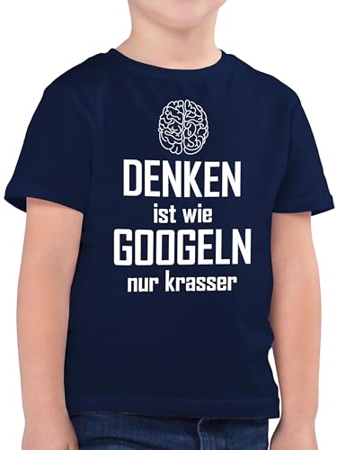 Kinder T-Shirt Jungen - Statement Sprüche - Denken ist wie Googeln nur krasser - 152 (12/13 Jahre) - Dunkelblau - mit sprüchen Spruch denker t- Shirt Tshirt sprüche. googlen t-Shirts Jungs von Shirtracer