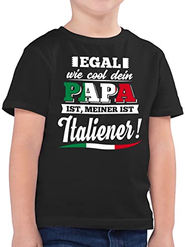 Kinder T-Shirt Jungen - Statement Sprüche - Egal wie Cool Dein Papa meiner ist Italiener - 128 (7/8 Jahre) - Schwarz - mit sprüchen Drauf Daddys Kind Shirt t sprüche. Italien kindershirts von Shirtracer