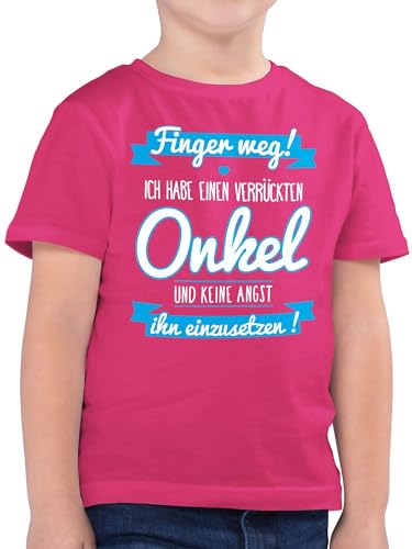 Kinder T-Shirt Jungen - Statement Sprüche - Ich Habe einen verrückten Onkel - Baby Kleinkind Geschenk - 116 (5/6 Jahre) - Fuchsia - Shirt Jungs Junge Tshirt Kindershirt t-Shirts Shirts t für Kind von Shirtracer