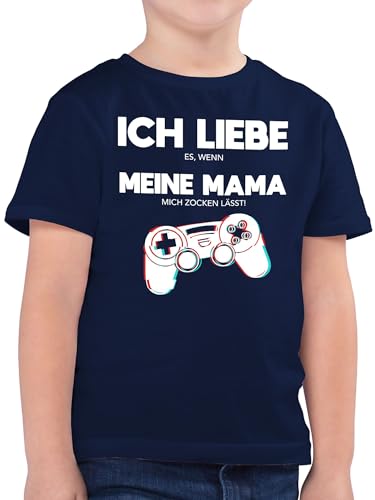 Kinder T-Shirt Jungen - Statement Sprüche - Ich Liebe es, wenn Meine Mama Mich zocken lässt - Controller Glitch - 140 (9/11 Jahre) - Dunkelblau - hat erlaubt zu Shirts Gamer Shirt sprüche. von Shirtracer