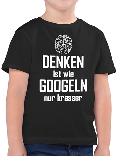 Kinder T-Shirt Jungen - Statement Sprüche - Denken ist wie Googeln nur krasser - 164 (14/15 Jahre) - Schwarz - Kinder+t-Shirt+mit+lustigen+spruechen mit Spruch Shirt lustige Tshirt Kind Tshirt. von Shirtracer