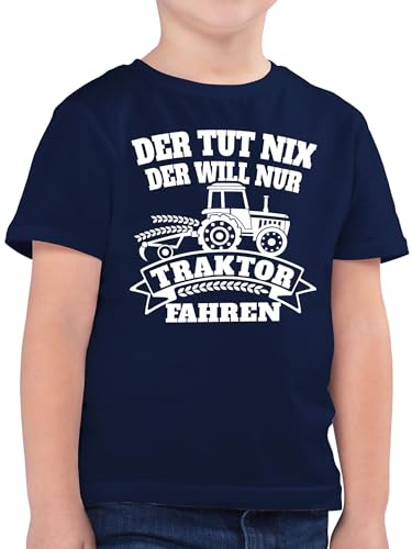 Kinder T-Shirt Jungen - Traktoren - Der TUT nix der Will nur Traktor Fahren - 164 (14/15 Jahre) - Dunkelblau - sprüche trecker Junge Tshirt mit Shirt Jungs Fan Shirts t Traktor+Shirt+Kinder Bauern von Shirtracer