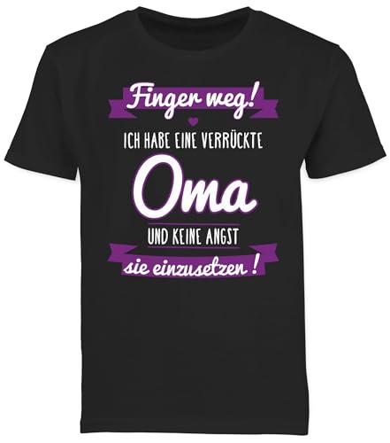 Kinder T-Shirt Jungen - Statement Sprüche - Ich Habe eine verrückte Oma - 152 (12/13 Jahre) - Schwarz - t- Shirt t-Shirts kindertshirts leiberl kindertshirt t Shirts Kind Tshirt tischert von Shirtracer