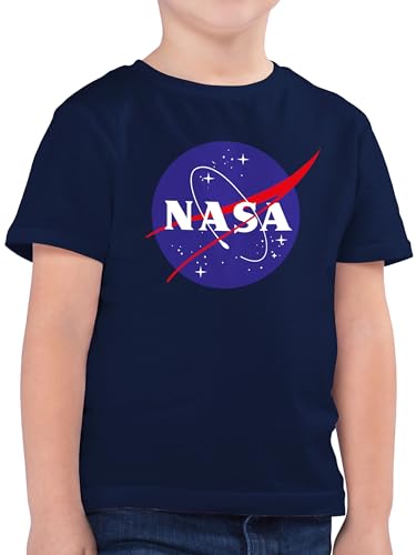 Kinder T-Shirt Jungen - Trend Kinderkleidung und Co - NASA Meatball Logo - 104 (3/4 Jahre) - Dunkelblau - jungsgeschenke Shirt Space Tshirt Patch Kindershirt Astronaut t-Shirts Nerds & Geeks Shirts von Shirtracer