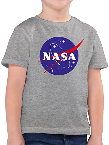 Kinder T-Shirt Jungen - Trend Kinderkleidung und Co - NASA Meatball Logo - 116 (5/6 Jahre) - Grau meliert - Astronaut Shirts jungsgeschenke Shirt Patch Tshirt Kind Nerds & Geeks t-Shirts für Jungs von Shirtracer