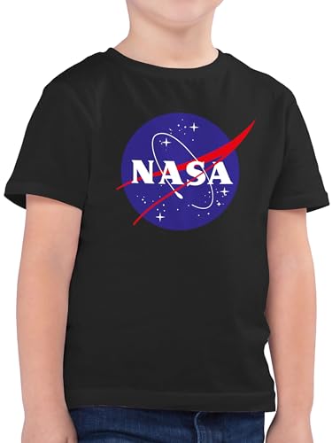 Kinder T-Shirt Jungen - Trend Kinderkleidung und Co - NASA Meatball Logo - 128 (7/8 Jahre) - Schwarz - Astronaut Tshirt Patch Shirts Space t Shirt Nerds & Geeks t-Shirts Kind für Jungs von Shirtracer