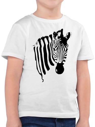 Kinder T-Shirt Jungen - Zebra - Zebramuster Zebrastreifen Zebra-Kostüm Safari Afrika Tiermotiv - 116 (5/6 Jahre) - Weiß - Fasching t Shirt Tshirt mit tiermotiven fasnacht Tshirts Karneval Shirts von Shirtracer