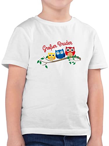 Kinder T-Shirt Jungen - Großer Bruder Eulen - 128 (7/8 Jahre) - Weiß - Geschenk Shirt Tshirt großen Junge 2024 t grosser große brüder gro er Eule f130k für Big Brother t-Shirts von Shirtracer