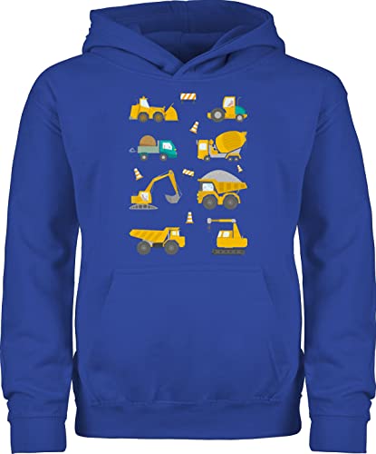 Kinder Hoodie Jungen Mädchen - Traktor Bagger und Co. - Baustellen Fahrzeuge - 104 (3/4 Jahre) - Royalblau - baustellenfahrzeuge hoddys baustellenfahrzeug oodie baustelle hudy hoody pullunder von Shirtracer