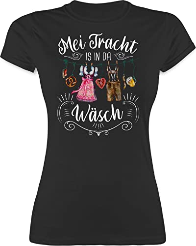 Shirt Damen - Kompatibel mit Oktoberfest - MEI Tracht is in da Wäsch - XXL - Schwarz - sprüche Tshirt Trachten Frauen t-Shirt t Outfit Shirts kirwa Kurzarm ausgefallen Frau trachtenshirt bayrisch von Shirtracer