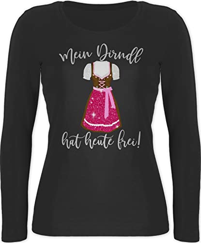 Langarmshirt Damen - Kompatibel mit Oktoberfest - Mein Dirndl hat Heute frei - M - Schwarz - Trachten ohne Shirt Langarm Oktoberfest-Outfits bayerischer kein enganliegend Bayerisches Oberteil von Shirtracer