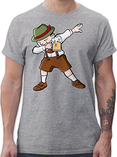 T-Shirt Herren - Kompatibel mit Oktoberfest - Dabbing Bayern Lederhosen - 3XL - Grau meliert - Shirts für männer Tshirt Shirt Trachten tischirt. t-Shorts t Tshirts t-Shirts Mann Kurzarm - L190 von Shirtracer