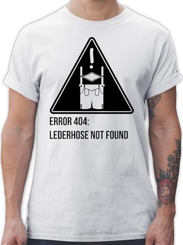 T-Shirt Herren - Kompatibel mit Oktoberfest - Error 404: Lederhose not Found - L - Weiß - wiesengänger männer Shirt bayrischer Abend Outfit Bayern Tshirt Trachten Oberteile Shirts trachtent-Shirt von Shirtracer