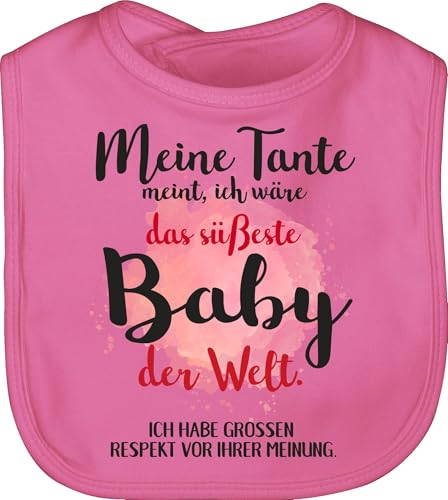 Lätzchen - Strampler Mädchen & Junge - Meine Tante meint, ich wäre das süßeste Baby der Welt. - Unisize - Pink - sachen lustige babysachen zur geburt aunt kinderlatz klamotten spruch von Shirtracer