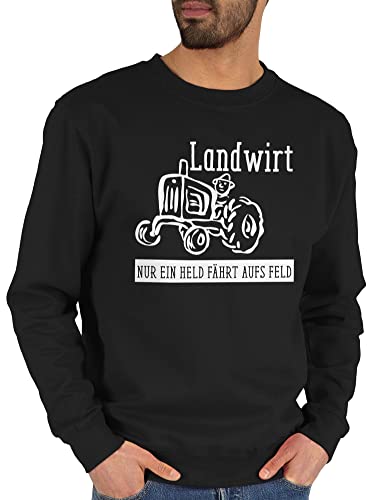 Sweater Pullover Sweatshirt Herren Damen - Landwirt Geschenk Bauer - Nur EIN Held geht aufs Feld - XXL - Schwarz - der männer Landwirte auf dem sprüche Bauern landwirtschafts landwirtin Farmer von Shirtracer