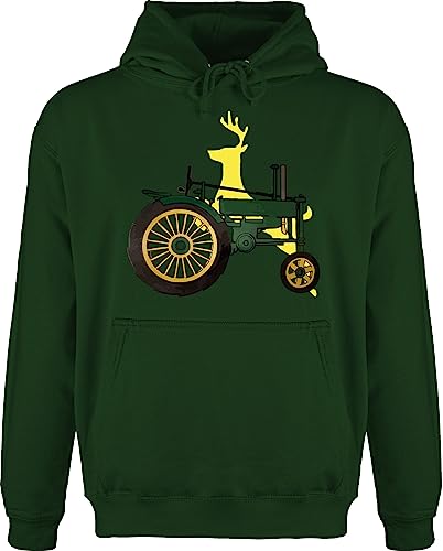 Hoodie Herren Pullover Männer - Traktoren - Traktor Hirsch Deer - M - Dunkelgrün - für traktorfans Hoodys Landwirt Geschenk Bauern tracktoren sweter Landwirte Bauer Fahrer huddi trecker Hoodies von Shirtracer