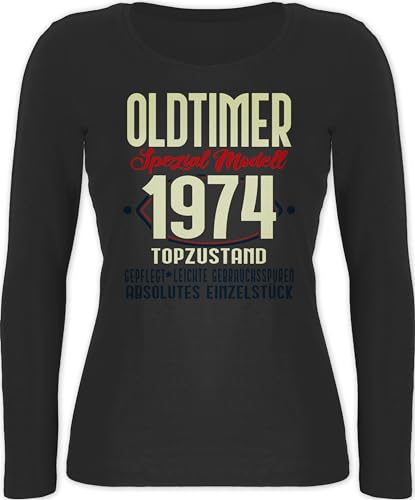 Langarmshirt Damen - 50. Geburtstag - Oldtimer Spezial Modell 1973 - XL - Schwarz - geschenke 1974 50 geboren 50.geburtstag sprüche zum 50er jährigen (50) 50iger fünfzig geburstag 50-geburtstag von Shirtracer