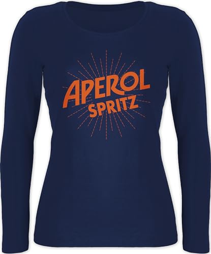 Langarmshirt Damen - & Fasching - Aperol Spritz Kostüm I Karneval Kostüm Aperol Spritz - XXL - Marineblau - t-Shirt Langarm Karnevals t Shirt Faschings Sauf Oberteil Tshirt faschingsshirt von Shirtracer