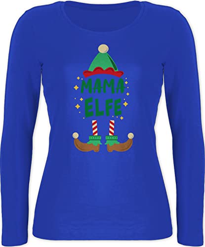 Langarmshirt Damen - Frauen Geschenk - Weihnachten Mama Elfe - bunt - XXL - Blau - Langarm elfe typisch Frau elf Shirt Weihnachts Shirts von Shirtracer