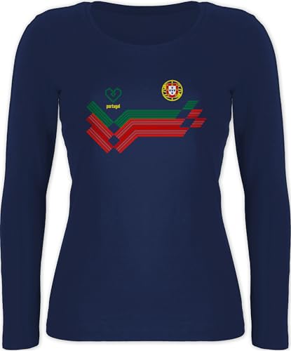 Langarmshirt Damen - Fußball WM - Portugal Fanartikel EM | Portugal Wappen - M - Marineblau - top 2024 Europameisterschaft Logo Langarm Fussball fu Ball Trikot Shirt trainingsshirt em24 24 von Shirtracer