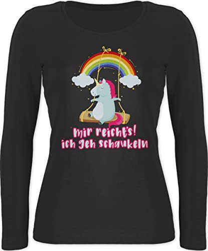 Langarmshirt Damen - Geschenk - Mir reichts ich GEH schaukeln - Einhorn Sprüche Unicorn Spruch Lustig - S - Schwarz - Tshirt einhörner jetzt reicht's Langarm Regenbogen Einhorn, schaukeln” von Shirtracer