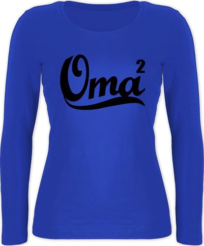 Langarmshirt Damen - Geschenk - Oma hoch 2 - schwarz - L - Blau - für omi Langarm Geschenke Omas Shirt Longsleeve Grandma großmutter babci Grandmother Grossmutter oma. Omie Grandmas groseltern von Shirtracer
