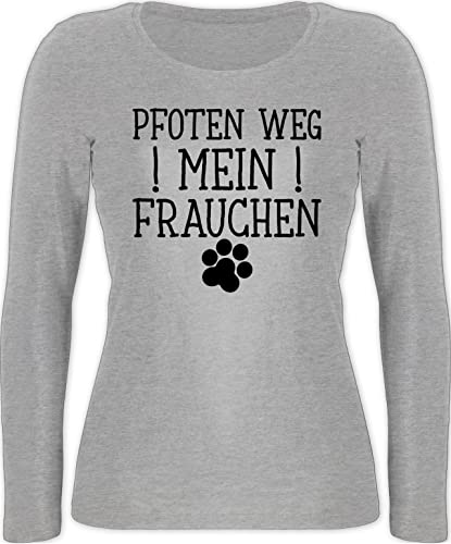 Shirtracer Langarmshirt Damen - Geschenk für Hundebesitzer - Pfoten Weg - Mein Frauchen - schwarz - XXL - Grau meliert - Hund hundemotiv Spruch Hunde sprüche hundesprüche gassi Hunden dogfashion von Shirtracer