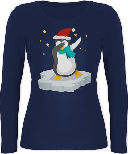 Langarmshirt Damen - Geschenke Christmas Bekleidung - Dab Pinguin Weihnachten - XS - Marineblau - weihnachtsshirt Langarm Weihnachts Shirt weihnachtsmotiv Dabbing Shirts t weihnachtstshirts von Shirtracer