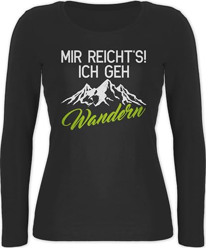 Langarmshirt Damen - Hobby Outfit - Mir reicht's ich GEH wandern - XL - Schwarz - Wanderer Tshirt Laufsport Berg Shirt wanderbekleidung Laufen Berge Langarm Wander joggen Hiking Shirts zum Running von Shirtracer