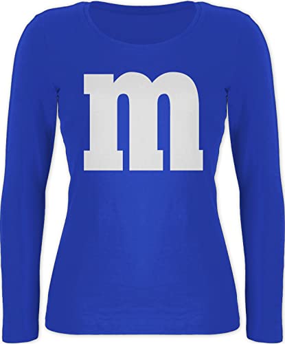 Langarmshirt Damen - Karneval Fasching - Gruppen M und M Aufdruck I M&M Kostüm Gruppe I MundM & M I MM I Fastnacht I Fasnacht I Fasnet - S - Blau - faschingsshirt Karnevals t Shirt Faschings m& von Shirtracer