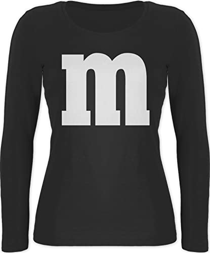 Langarmshirt Damen - Karneval Fasching - Gruppen M und M Aufdruck I M&M Kostüm Gruppe I MundM & M I MM I Fastnacht I Fasnacht I Fasnet - XL - Schwarz - faschingsshirt Karnevals t Shirt Faschings m& von Shirtracer