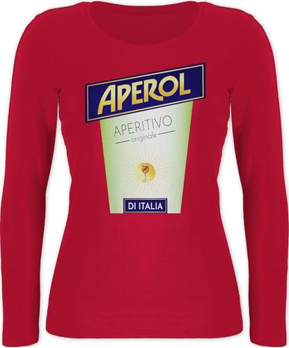 Langarmshirt Damen - Karneval & Fasching - Aperol Aperitivo Kostüm Flaschen Verkleidung I - L - Rot - Shirt Langarm faschingsshirt Faschings getränk Oberteil t-Shirt Spritz Karnevals Oberteile von Shirtracer