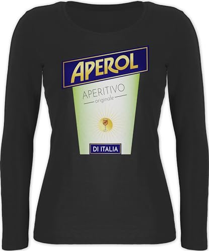 Langarmshirt Damen - Karneval & Fasching - Aperol Kostüm Flaschen Verkleidung - XL - Schwarz - Frauen Oberteile und. für Karneval+Fasching Oberteil mit Langen Armen &Fasching Tshirt Langarm Koeln von Shirtracer