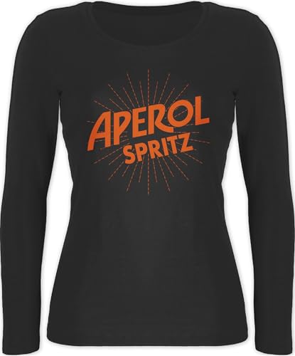 Langarmshirt Damen - & Fasching - Aperol Spritz Kostüm I Karneval Kostüm Aperol Spritz - XL - Schwarz - t-Shirt Langarm Karnevals t Shirt Faschings Sauf Oberteil Tshirt faschingsshirt fassenacht von Shirtracer