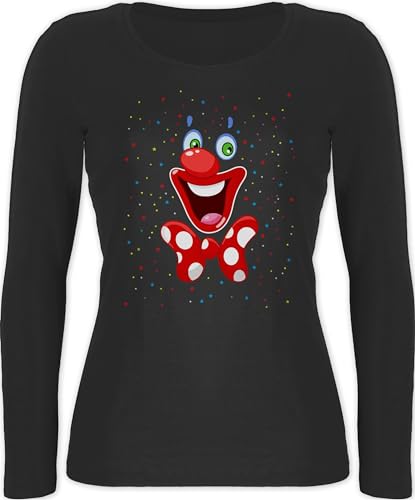 Langarmshirt Damen - & Fasching - Clown Gesicht Karneval Kostüm I Clownkostüm witziges Clowngesicht I Fastnacht I Fasnacht I Fasnet - XXL - Schwarz - Langarm Tshirt Karnevals t Shirt Faschings von Shirtracer