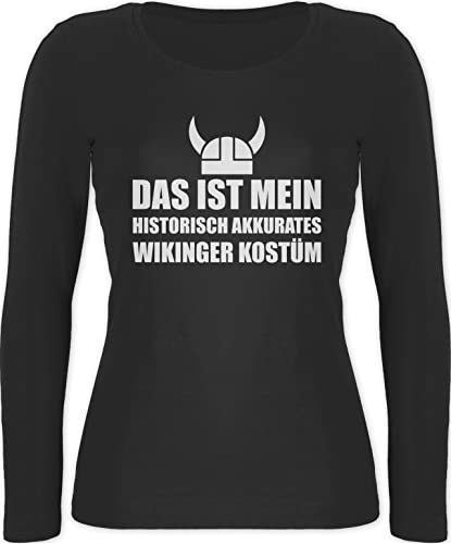 Langarmshirt Damen - Karneval & Fasching - Das ist Mein Wikinger Kostüm - Viking Vikinger Wingerkostüm Valhalla Nordmann - XXL - Schwarz - kaneval Oberteil karmeval t-Shirt mit langem arm von Shirtracer