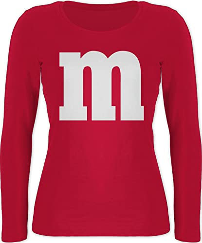 Langarmshirt Damen - Karneval Fasching - Gruppen M und M Aufdruck - M&M Kostüm Gruppe MundM & M MM - M - Rot - rosenmontag Shirt Langarm Faschings-Shirts fasent köln Faschings- Tshirt fasnacht von Shirtracer