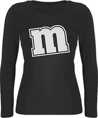 Langarmshirt Damen - Karneval & Fasching - M&M Motiv - XL - Schwarz - „Fasching“ m Langarm Shirt t lustig verkleidungen Faschings-Shirts kostùm Oberteil mit Langen Armen carneval Oberteile von Shirtracer