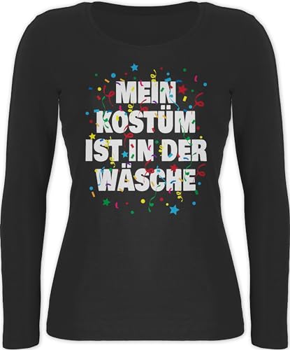 Langarmshirt Damen - Karneval & Fasching - Mein Kostüm ist in der Wäsche Konfetti - M - Schwarz - Karnevals t Shirt lang karnelval Langarm für Frau verkleidungen Faschings-Shirts rosenmontag von Shirtracer