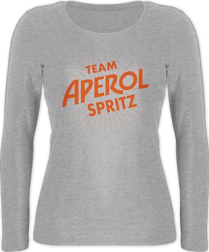 Langarmshirt Damen - Karneval & Fasching - Team Aperol Spritz JGA Mädelsabend Spritztour Aperol Geschenk - M - Grau meliert - Tshirt Langarm Karnevals t Shirt Langer arm Carnevale Longsleeve von Shirtracer