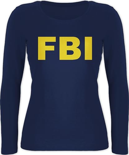 Langarmshirt Damen - Karneval & Fasching - FBI Kostüm I Fastnacht I Fasnacht I Fasnet - M - Marineblau - Oberteil Karnevals t Shirt Faschings Langarm faschingsshirt fassenacht Shirts von Shirtracer